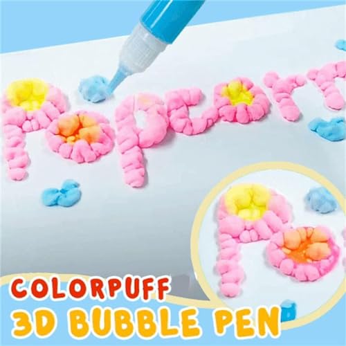 Qklovni Bolígrafos de dibujo de palomitas de maíz, bolígrafos mágicos hinchados, bolígrafo de burbujas hinchado 3D seguro para arte, juego de 6 bolígrafos mágicos de pintura de color de palomitas de