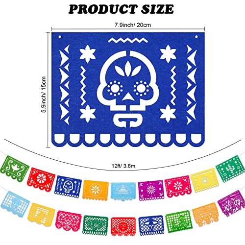 Qpout 4 piezas Mexican Fiesta Party Fieltro Banner Dia De Los Muertos Cinco de Mayo Papel Picado Fiesta Banner Day of The Dead Fiesta Hanging Banner Cino de Mayo Party Decoraciones