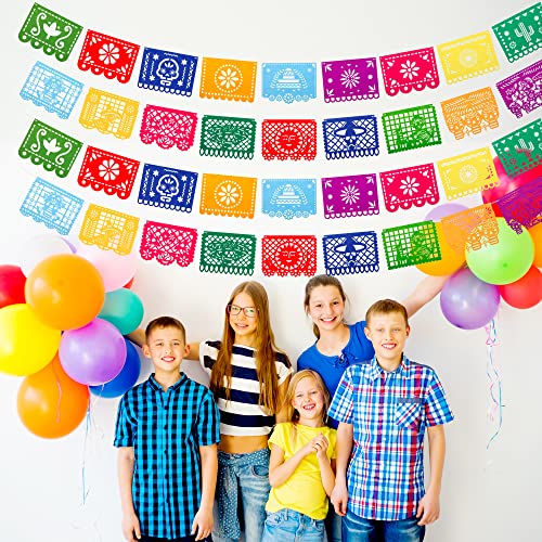 Qpout 4 piezas Mexican Fiesta Party Fieltro Banner Dia De Los Muertos Cinco de Mayo Papel Picado Fiesta Banner Day of The Dead Fiesta Hanging Banner Cino de Mayo Party Decoraciones