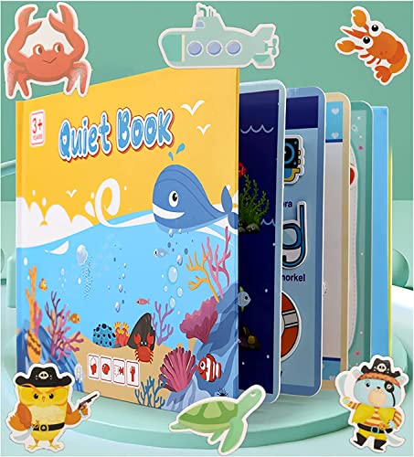 Quiet Book,Montessori Libro Tranquilo,Paste Book Juguetes Educativos,Juguetes Educativos Tempranos para Niñas y Niños Aprendizaje Regalo,Reutilizable