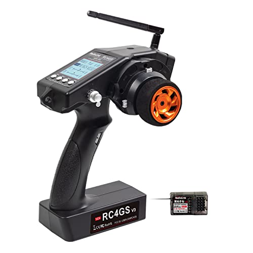 Radiolink RC4GS V3 Mando Emisora RC de 5 Canales y Receptor giroscópico R6FG Controlador de Radio de Superficie de 2.4 GHz Emisora con Receptor RC