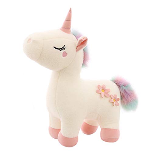 RAILONCH Peluche de unicornio arcoíris, juguete de peluche, juguete de peluche lindo adolescente corazón muñeca regalo