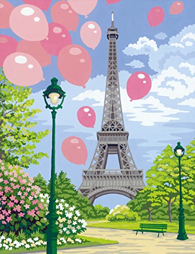 Ravensburger - CreArt Primavera en París, Kit para Pintar por Números, Contiene una Tabla Preimpresa 24x30 cm, Pincel, Colores y Accesorios, Juego Creativo Relajante para Adultos 14+ Años