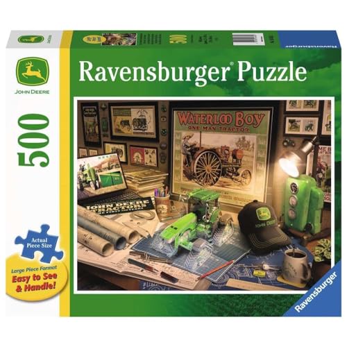 Ravensburger John Deere 16838 – Mesa de trabajo de 500 piezas de gran formato para adultos – Cada pieza es única, tecnología Softclick significa que las piezas encajan juntas.