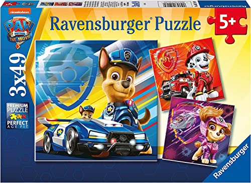 Ravensburger - Puzzle Paw Patrol The Movie 3x 49 35 Piezas Jigsaw Puzzle Para Niños, Edad Recomendada 5+, Rompecabeza de Calidad