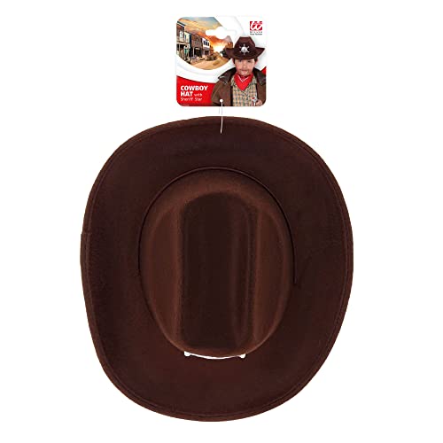 "REAL LOOK BROWN COWBOY HAT WITH SHERIFF STAR" child size -