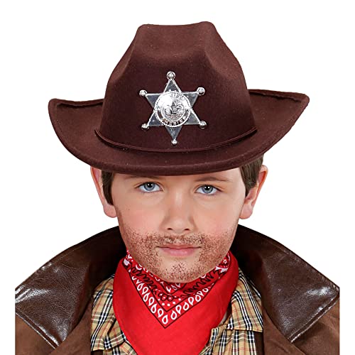 "REAL LOOK BROWN COWBOY HAT WITH SHERIFF STAR" child size -