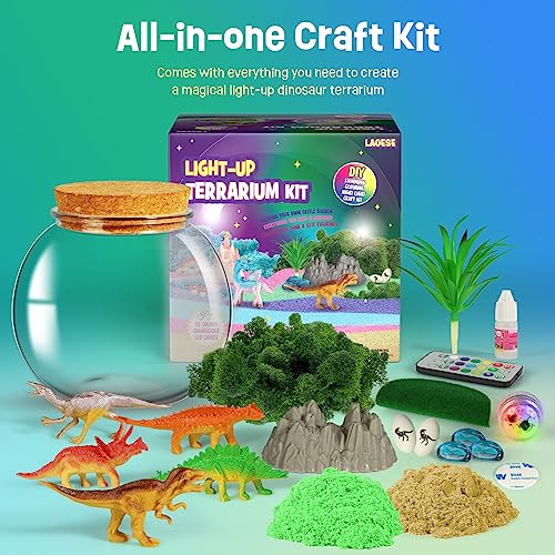 Regalos de Dinosaurio para niños - Kit de terrario de Dinosaurio para niños - Regalo de cumpleaños para niños de 4 5 6 7 8-12 años - Juguetes de Dinosaurio - Kit de Artes y Manualidades para niños