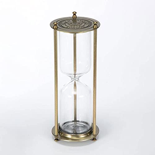 Reloj de arena, Temporizador de arena, arena de botella vacía hora de reloj de arena vacía 360 ° giratoria y grabado de latón Sandmulte de arena Metalía de arena única, antiguo glasia de vidrio for el