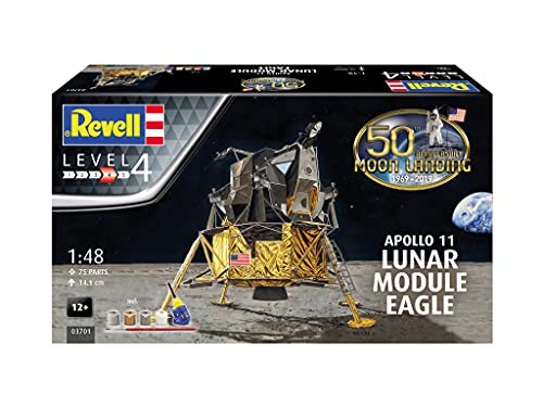 Revell- Apollo 11 Lunar Module Eagle, Escala 1:48 Air Craft Kit de Modelos de plástico, Color Blanco (03701)