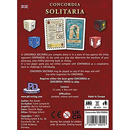 Rio Grande Games: Concordia Solitaria Expansion - Expansión de juego de mesa de estrategia a Concordia - A partir de 14 años, 1-2 jugadores, juego de 60 minutos (RGG615)