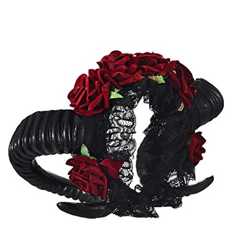 Ro Rox Gótico Cuernos Rosas Diadema Goth Halloween Guirnalda Satánica - Rosas Rojas