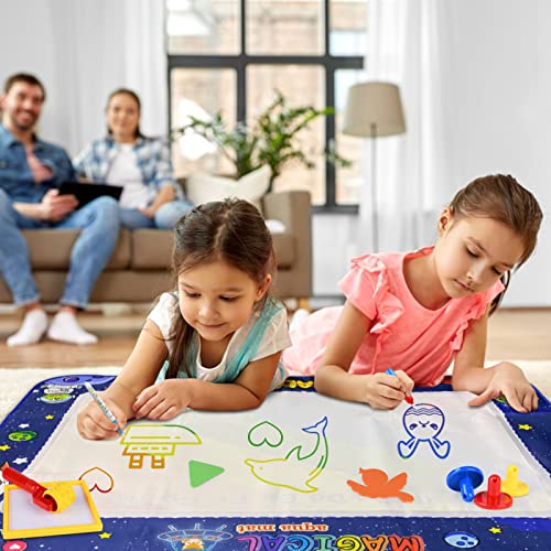 ROEXUN 120x90 cm Agua Dibujo Pintura, Doodle Esteras Mágicas,Alfombra con Juego de Herramientas de Pintura, Juguete Educativo Regalo para Niños