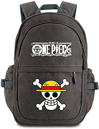 Roffatide Anime One Piece Luffy Mochila Mochila Escolar de Lona Mochila Impresa Mochila Universitaria para Estudiantes Mochila Gris Oscuro