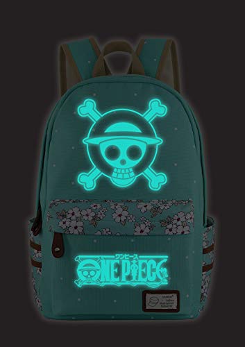 Roffatide Anime One Piece Mochila Luminosa Bolsa de Libros con Diseño de Sombrero de Paja Mochila Escolar Canvas Dots