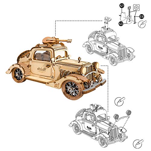 Rolife Puzzle 3D Coche Auto Antiguo,Maquetas para Construir Adultos,decoraciÓn De Escritorio Mujer Regalos Hombre(TG504)