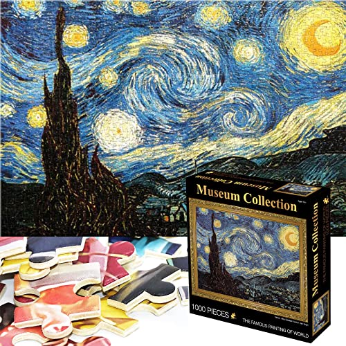 Rompecabezas de 1000 Piezas imposibles Rompecabezas para Adultos y niños de 27.5 x 19.7 Pulgadas Rompecabezas Duros de Paisaje decoración del hogar Juego Intelectual (Van Gogh-Starry Night Abstract)