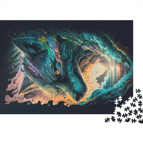 Rompecabezas de Bosque Encantado de Lobo, Rompecabezas de 300 Piezas, Juego de Rompecabezas Creativo Rectangular para Toda la Familia, Obra de Arte para Adultos y Adolescentes (40x28cm)