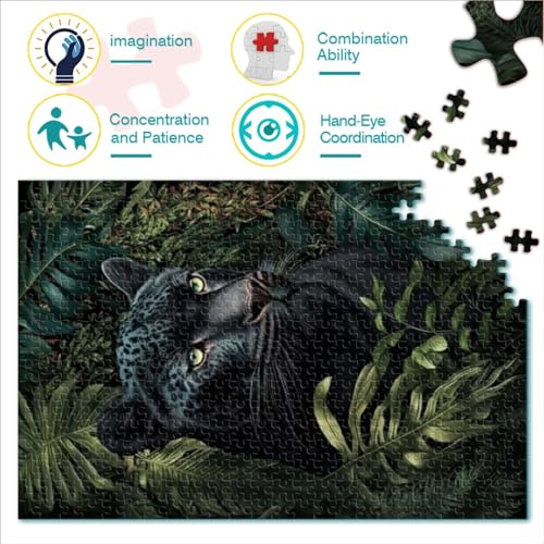 Rompecabezas difíciles y difíciles Póster Pantera Negra Rompecabezas 300 Piezas para niños Adultos Rompecabezas Madera Rompecabezas para Adultos y niños Rompecabezas Educativo (40x28cm)