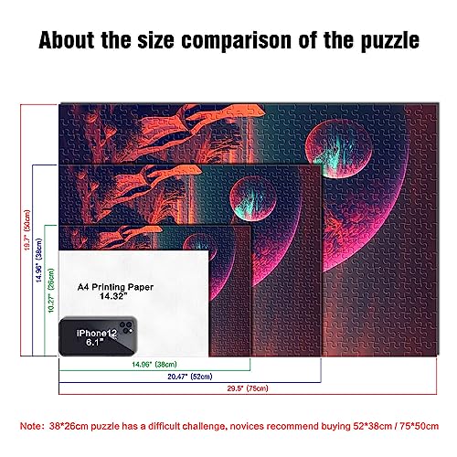 Rompecabezas espacial de montaña Luna para adultos Puzzle de cartón 1000 piezas para adultos Desafiante de resolver, pero divertido y humorístico 10,27" x 20,47"/26 x 38 cm.