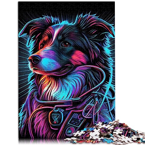 Rompecabezas para Adultos Neon War Dogs Rompecabezas de 1000 Piezas para Adultos Adolescentes Rompecabezas de cartón Grandes Regalos para Navidad Tamaño: 26x38cm