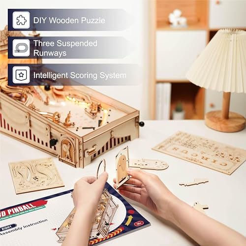 ROWOOD Puzzle 3D Madera Pinball Máquina, Maquetas Madera para Adultos y Niños, Creativas