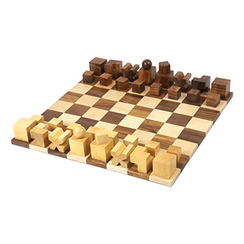 Royal Chess Mall - Juego de piezas de ajedrez Bauhaus reproducidas de 1923 - Palisandro dorado y boj-2 en King