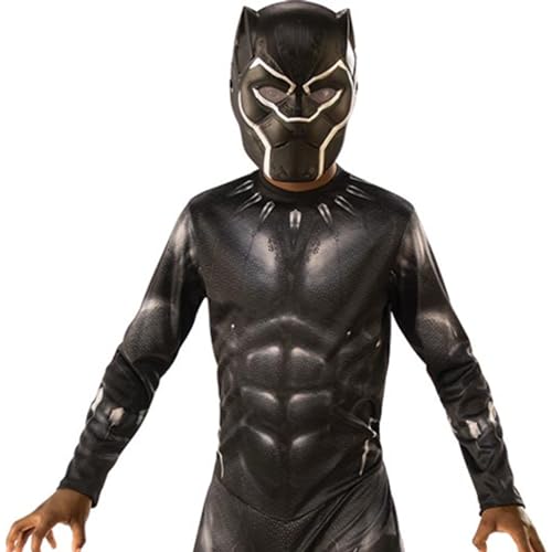 Rubies – Avengers Oficial – Black Panther – Disfraz infantil clásico Black Panther – Talla 7-8 años – Disfraz de superhéroe infantil Marvel con mono y máscara – Ideal para Halloween, Carnaval