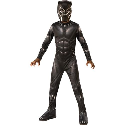 Rubies – Avengers Oficial – Black Panther – Disfraz infantil clásico Black Panther – Talla 7-8 años – Disfraz de superhéroe infantil Marvel con mono y máscara – Ideal para Halloween, Carnaval