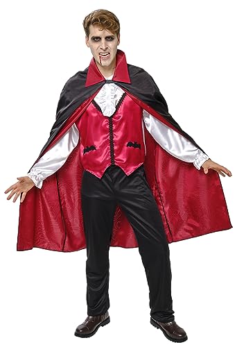 Rubies Disfraz Conde Drácula Clásico para hombre, Chaleco con chorrera, pantalón y capa, Oficial Halloween, Carnaval, Fiestas y Cosplay