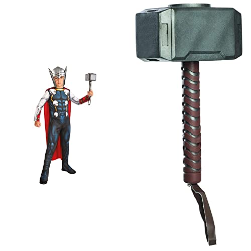 Rubies Disfraz Thor Classic, Marvel, Avengers, Talla L, 9-10 años, para niños (702031-L) & Martillo Thor para niños y niñas, Oficial Marvel Avengers, para completar tu disfraz, cumpleaños y carnaval