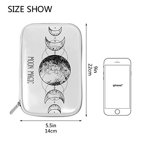 Ruchen Estuche grande para lápices de cosméticos, triple luna, Wicca Astrología, símbolo mágico, gran capacidad, bolsa de papelería