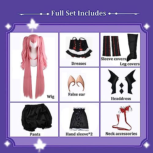 RUIZE Disfraz de Cosplay de Anime Seraph of The End, Personaje de Anime Krul Tepes Disfraz Uniforme con Peluca, Krul Tepes temática Halloween Abrigo Vestido Kimono Capa para niñas,Negro,XS