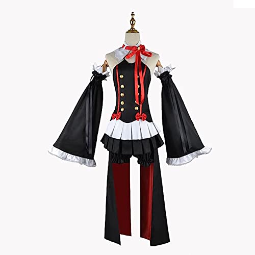 RUIZE Disfraz de Cosplay de Anime Seraph of The End, Personaje de Anime Krul Tepes Disfraz Uniforme con Peluca, Krul Tepes temática Halloween Abrigo Vestido Kimono Capa para niñas,Negro,XS