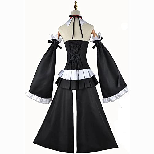 RUIZE Disfraz de Cosplay de Anime Seraph of The End, Personaje de Anime Krul Tepes Disfraz Uniforme con Peluca, Krul Tepes temática Halloween Abrigo Vestido Kimono Capa para niñas,Negro,XS