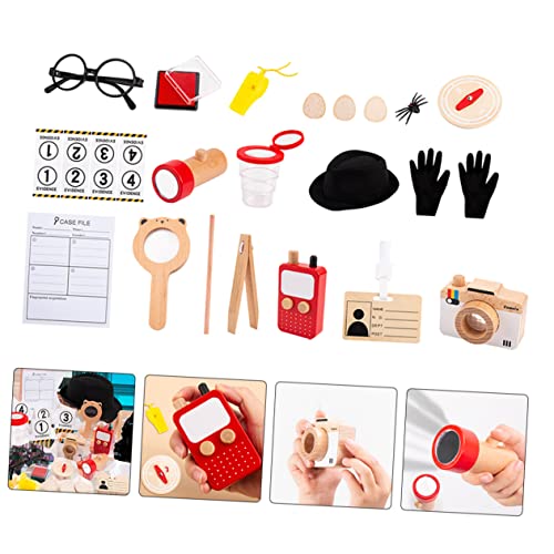 SAFIGLE 1 Juego Disfraz De Detective Kit De Herramientas De Detective De Madera Kit De Detectives Para Niños Accesorios Para Juegos De Detectives Tocar Niño Pequeño Haya Cosplay