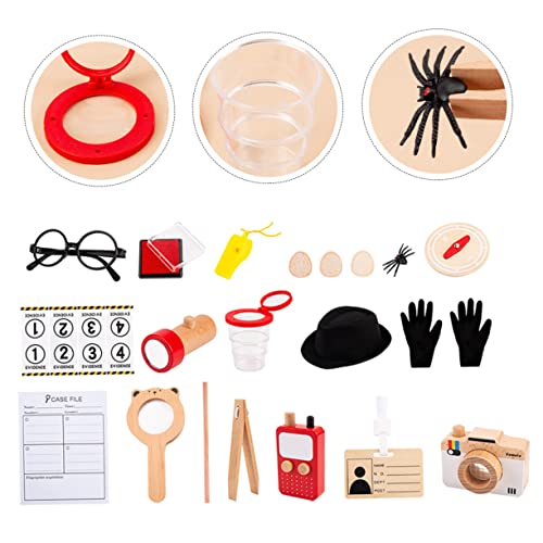 SAFIGLE 1 Juego Disfraz De Detective Kit De Herramientas De Detective De Madera Kit De Detectives Para Niños Accesorios Para Juegos De Detectives Tocar Niño Pequeño Haya Cosplay