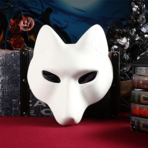 SAFIGLE 2 Máscaras simples blancas Pu-zorro máscara de mascarada sin pintar animal DIY máscara de manualidades para cosplay mascarada accesorios de disfraces