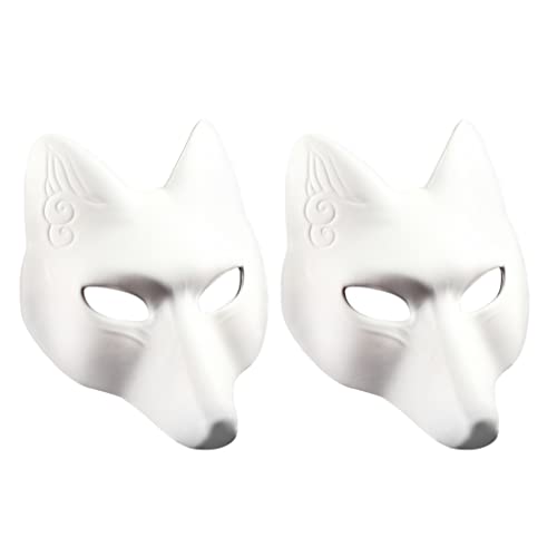 SAFIGLE 2 Máscaras simples blancas Pu-zorro máscara de mascarada sin pintar animal DIY máscara de manualidades para cosplay mascarada accesorios de disfraces