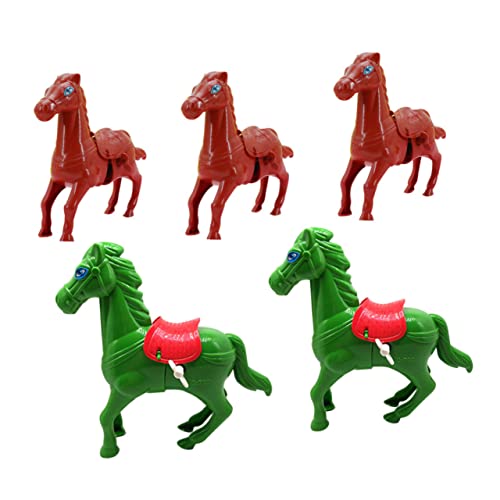 SAFIGLE 5 Piezas Caballo De Salto Sinuoso Favores De La Fiesta De Navidad Juguete De Navidad Juguetes Antiguos De Cuerda Juego Infantil El Plastico Potro De Madera Niño Pequeño Gatear