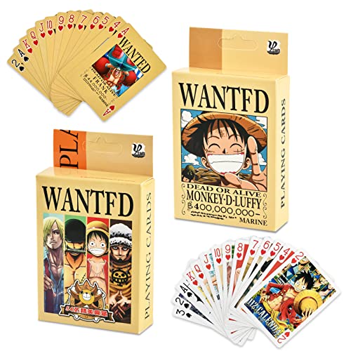 SALGIA 2 Set Póquerdibujos Animados,Cartas Dibujos Animados,Juego de Mesa Dibujos Animados,Dibujos Animados Wanted Bounty Temas,52 Cartas de Juego,para Juego de Familiar, Buen Regalo para Niños