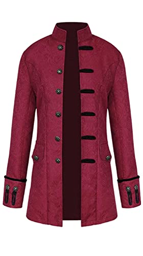 Sangdut Abrigo de disfraz de Halloween para niños, chaqueta medieval gótica steampunk, juvenil, victoriano, renacentista, pirata, vikingo, uniforme, esmoquin, cosplay, ropa retro para niños (rojo, L)