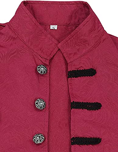 Sangdut Abrigo de disfraz de Halloween para niños, chaqueta medieval gótica steampunk, juvenil, victoriano, renacentista, pirata, vikingo, uniforme, esmoquin, cosplay, ropa retro para niños (rojo, L)