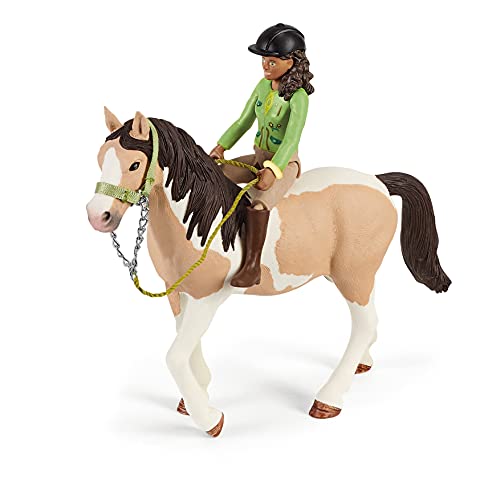 schleich HORSE CLUB 42533 — Set de Excursión con Sarah, 12 Piezas — Incluye Remolque, Tienda de Campaña y Caballo — Animales de Juguete Coleccionables — Juguetes para Niños de 5 Años o Más