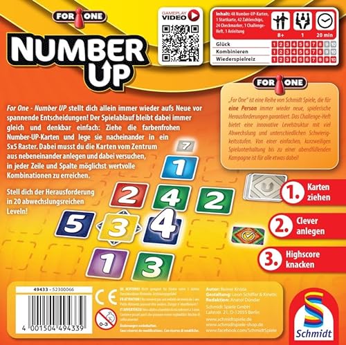 Schmidt Spiele 49433 For One, Number UP, Juego Familiar, Multicolor