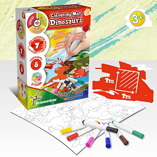 Science4you Alfombra Mágica de Pintar para Niños - Kit de Dibujo y Pinturas para Niños 3+ años, Juegos de Pintar Dinosaurios y Juguetes Educativos 2 3+ años + 7 Rotuladores, Regalos para Niña y Niño