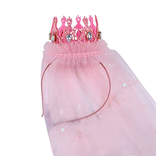 SEARUB Diadema de princesa, coronas de fiesta de cumpleaños, coronas de princesa, coronas de cumpleaños, diadema de cumpleaños, velo de princesa, coronas de princesa