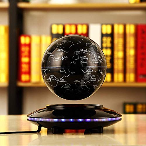 SEESEE.U Globo Flotante de 6 Pulgadas Levitación magnética Mapa del Mundo Cambio Luces LED Plataforma Negra 88 Constelaciones para Hombres Regalo de decoración Regalo