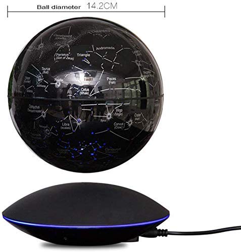 SEESEE.U Globo Flotante Levitación magnética Mapa del Mundo Cambio Luces LED Plataforma Negra 88 Constelaciones para Hombres Regalo de decoración del hogar