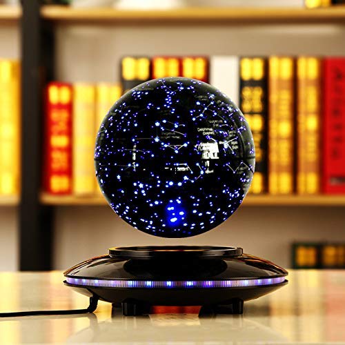 SEESEE.U Globo Flotante Levitación magnética Mapa del Mundo Cambio Luces LED y Plataforma Negra y Constelaciones para Regalo Decoración de Escritorio de Oficina en casa Regalo